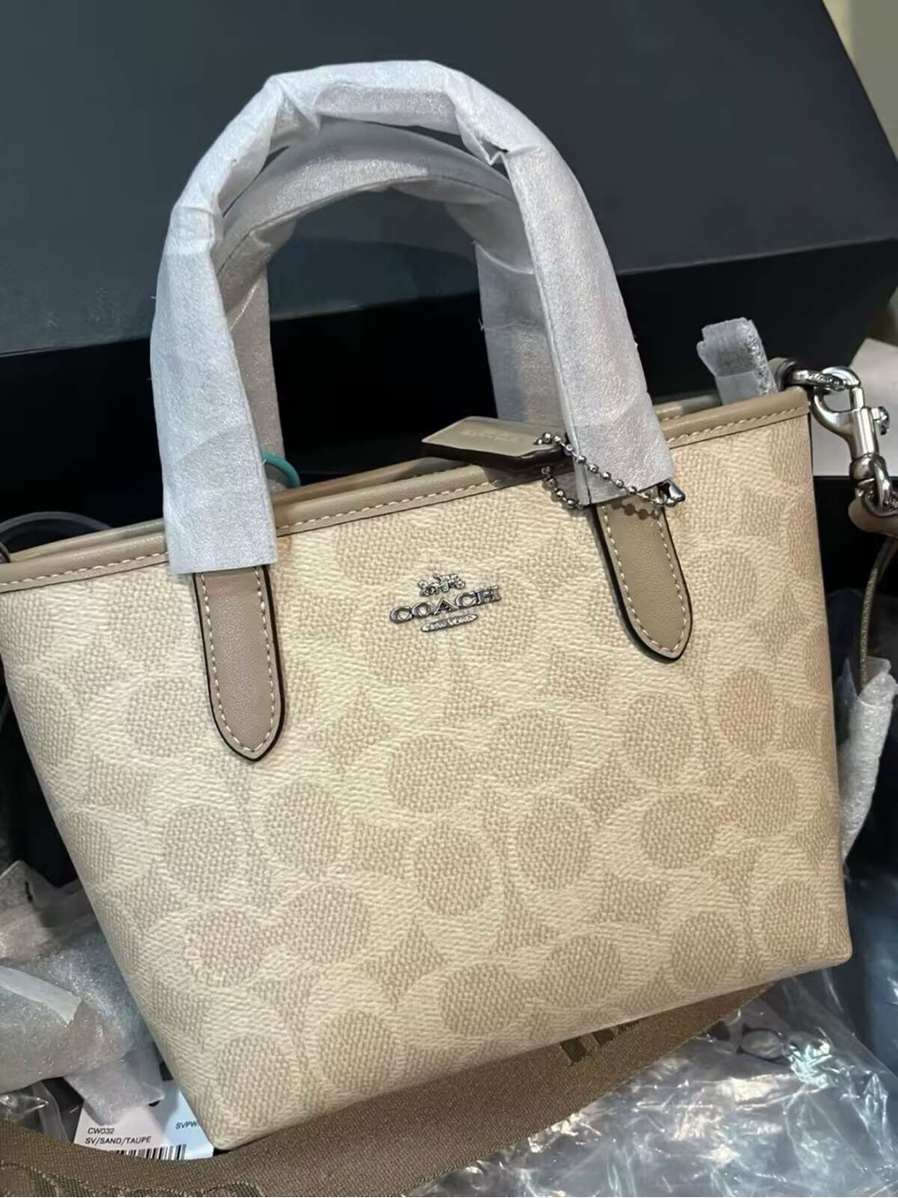 Coach Beige Signature Mini Tote Shoulder Bag
